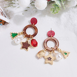 Рождественские латунные эмалевые серьги-гвоздики&nbsp;FS-WG0512A-01