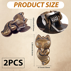 2 шт. зажимы из цинкового сплава лисы&nbsp;AJEW-CP0009-09AB