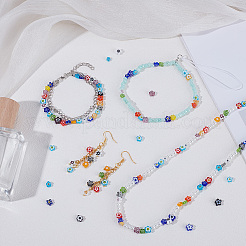 5 нити стеклянных бусин миллефиори ручной работы&nbsp;LAMP-DR0001-04A