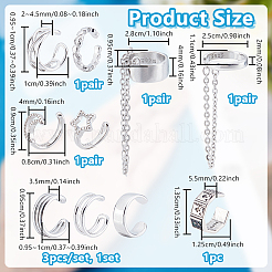 2 пара 2 стилей 925 серьги-каффы из стерлингового серебра&nbsp;EJEW-UN0002-84