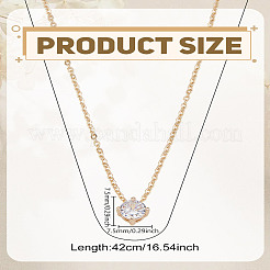 1 шт. латунный плоский круглый прозрачный кубический цирконий кулон ожерелье из цепочки для женщин&nbsp;NJEW-LP0002-81