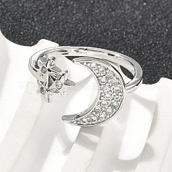 Манжеты из латуни с микро паве кубический цирконий для женщин&nbsp;RJEW-D322-04P