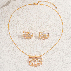 Комплекты серег и ожерелий из латуни с микропаве из кубического циркония для женщин&nbsp;VS2737-1