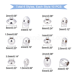 60 шт. 6-х видов проставочных бусин из нержавеющей стали 304&nbsp;STAS-UN0030-57