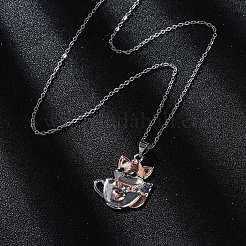Латунный милый кубок лисица кулон кабель цепь ожерелья для женщин&nbsp;LS-NJEW-C067-03P