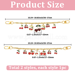 2 шт. 2 стиля сплав эмаль красная вишня подвеска латунная сумка декоративные цепочки&nbsp;HJEW-SC0002-63