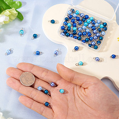 70 шт. 7-х цветные стеклянные перламутровые круглые подвески-соединители&nbsp;PALLOY-TA00265