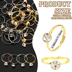 40 шт. 4 цвета регулируемые кольца из сплава со стразами для женщин&nbsp;RJEW-SP0001-01