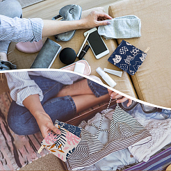 8 шт. 4 стиля тканевых мешочков для хранения гигиенических прокладок с принтом&nbsp;AJEW-FG0004-66