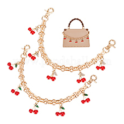 2 шт. 2 стиля сплав красная эмаль вишня подвеска железная сумка декоративные цепочки&nbsp;HJEW-PH02232
