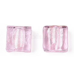 Бусины ручной работы бусины серебряной фольгой&nbsp;FOIL-S006-12x12mm-02