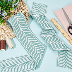 Полиэфирная жаккардовая лента в виде листьев&nbsp;SRIB-FG0001-21C