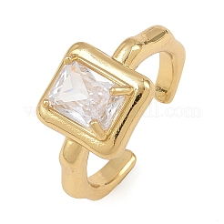 Латунная манжета с открытыми кольцами из кубического циркония/стекла&nbsp;RJEW-C158-05G