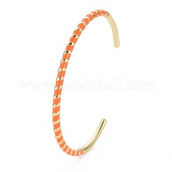 Скрученный браслет-манжета из латуни с эмалью BJEW-T020-02B-NF