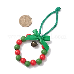 Деревянные бусины рождественский венок подвеска украшение&nbsp;HJEW-JM03829-02