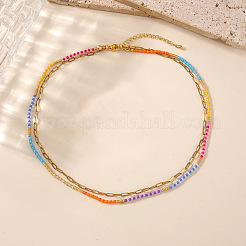 Двухслойные ожерелья для женщин из нержавеющей стали&nbsp;SE1953