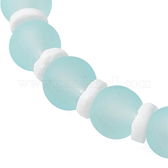 2 шт. 2 стиля прозрачные стеклянные круглые бусины и натуральные белые ракушечные бусины эластичные браслеты для мужчин и женщин&nbsp;BJEW-JB11846