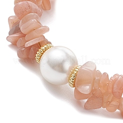 Браслеты из натурального солнечного камня с бусинами для женщин&nbsp;BJEW-JB12306-03