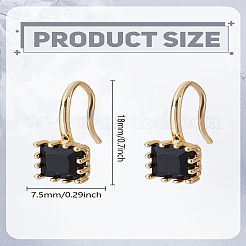 2 шт. квадратные серьги-подвески из латуни с кубическим цирконием&nbsp;EJEW-LP0007-019G-02