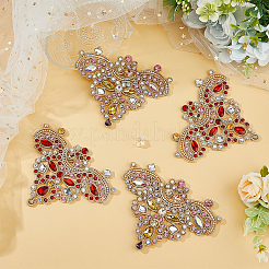 4 шт. 2-х цветные аппликации из цветочного сплава со стразами&nbsp;DIY-FH0006-98