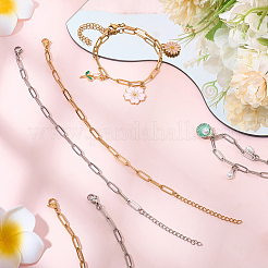 10 шт. 2 цвета 304 нержавеющая сталь браслеты-скрепки цепи для унисекс&nbsp;BJEW-BBC0001-22