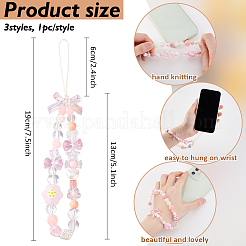 3 шт. 3 стиля ремешок для мобильного телефона с бусинами из смолы&nbsp;AJEW-AN0007-50