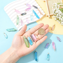 24шт 8 стиля гальванические подвески из натурального кварцевого кристалла&nbsp;PALLOY-YW00122