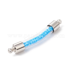 2 шт. 2-цветные прозрачные стеклянные изогнутые трубчатые соединители-подвески&nbsp;PALLOY-JF03777