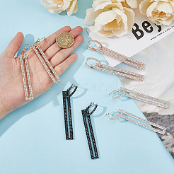 4 пара двухцветных серег-колец с полыми прямоугольными подвесками и стразами&nbsp;EJEW-FI0002-67