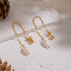 Овальные серьги-гвоздики из нержавеющей стали 304 с пресноводным жемчугом&nbsp;PG0199