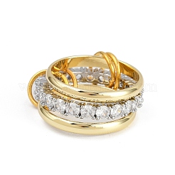 Латунные микро проложить пальцев кольца кубического циркония&nbsp;RJEW-D325-01PG-03