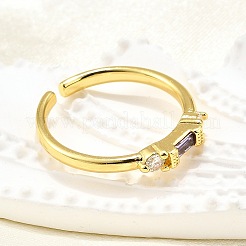 Манжеты из латуни с микро паве кубический цирконий для женщин&nbsp;RJEW-H247-22G