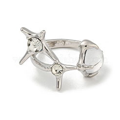 Открытое кольцо-манжета со стразами из цинкового сплава в форме звезды&nbsp;LS-RJEW-Z048-02P-02