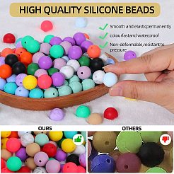 80шт 4 стильных круглых силиконовых фокусных бусины&nbsp;SIL-SZ0001-22D