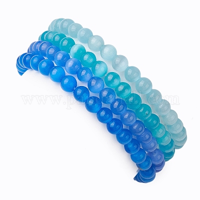 Кошка глаз бисер стрейч браслеты&nbsp;BJEW-JB10968-1