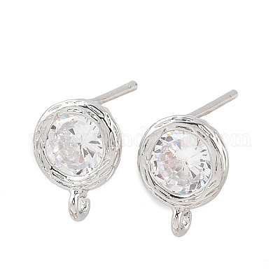 Латунные микро-паве прозрачные серьги-гвоздики из циркония KK-Z133-01P-01-1