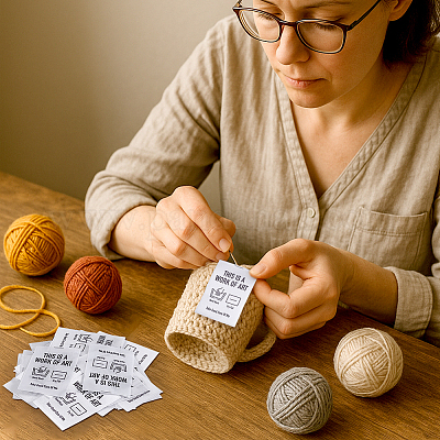 Тканые ремесленные этикетки&nbsp;SENE-WH0007-09-1