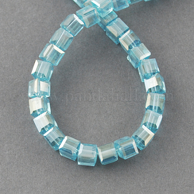 Стеклянные бусины с гальваническим покрытием  EGLA-R030-8x8mm-27-1