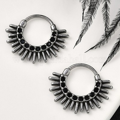 Серьги-кольца из хирургической нержавеющей стали Sun 316&nbsp;EJEW-G416-37AS-1