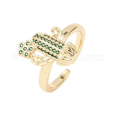 Регулируемые латунные кольца-манжеты с микропаве из кубического циркония для женщин&nbsp;RJEW-B138-02G-1