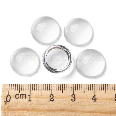 Прозрачный полукруглый стеклянные кабошоны GGLA-R027-14mm-1