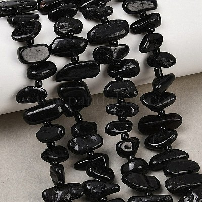 Натуральный черный турмалин бисер нитей&nbsp;G-K393-B06-1