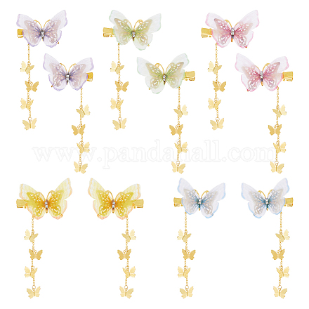 5 пара заколок-бабочк из полиэстера и железа для волос из кожи аллигатора&nbsp;PHAR-FH00002-1