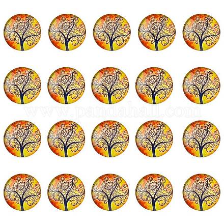 Половина раунд / купол дерево шаблон стекло Flatback кабошоны для поделок проектов GGLA-YW0001-14F-1