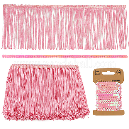 10 ярд полиэфирной кружевной ленты с кисточками&nbsp;SRIB-PH0001-52-1