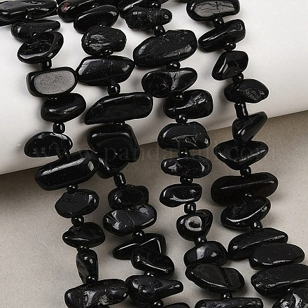 Натуральный черный турмалин бисер нитей&nbsp;G-K393-B06-1