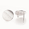 Brass Ear Stud Findings, with Loop, Flat Round, Nickel Free, Real Platinum Plated, 12mm, Hole: 2mm, pin: 0.5mm