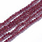 Glass Beads Strands, Faceted, Round, Cerise, 3~3.5x2.5~3mm, Hole: 0.3mm, about 114~125pcs/strand, 14 inch(35.5cm)