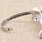 304 Stainless Steel Cuff Bangles for Women Men, with Inspirational Word , Stainless Steel Color, Inner Diameter: 2-3/8 inch(6cm)
