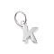 925 Sterling Silver Letter Charms, with Jump Rings and 925 Stamp, Silver Color Plated, Letter K, 8x7.5x0.8mm, Hole: 4mm